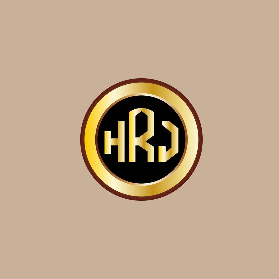 creativo hrj lettera logo design con d'oro cerchio vettore