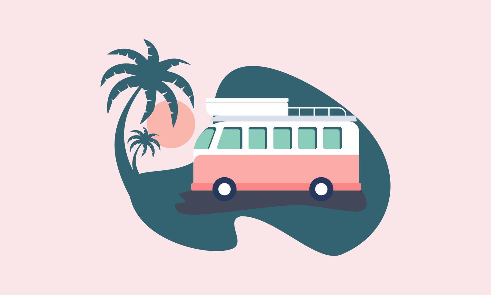 camper caravan logo design vettore illustrazione