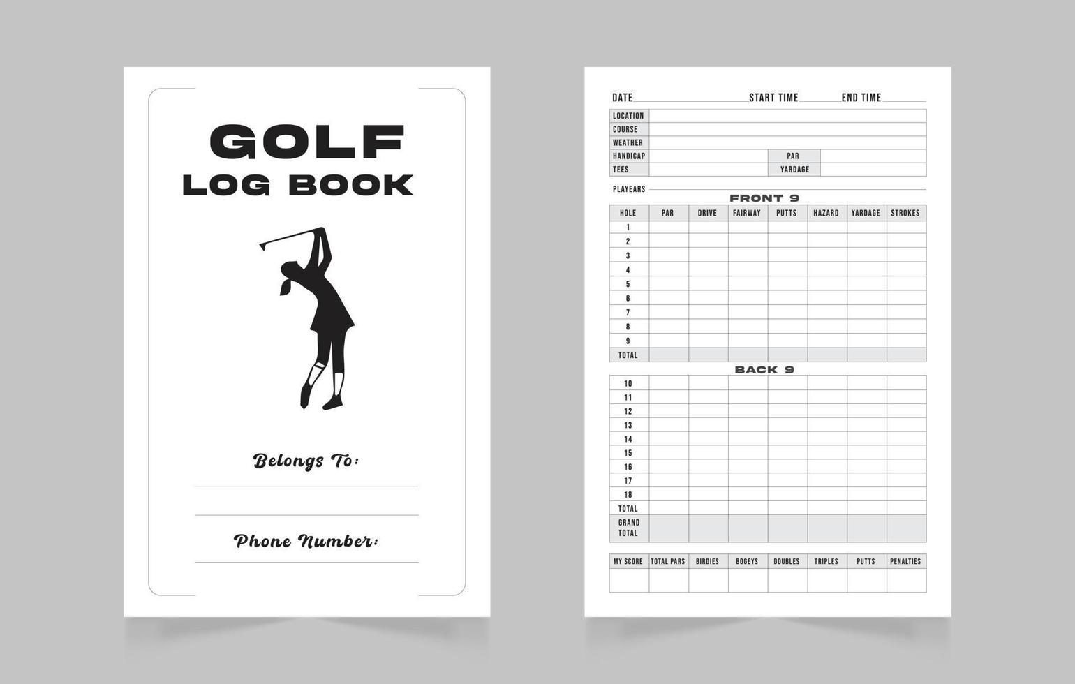 golf log libro design modello vettore