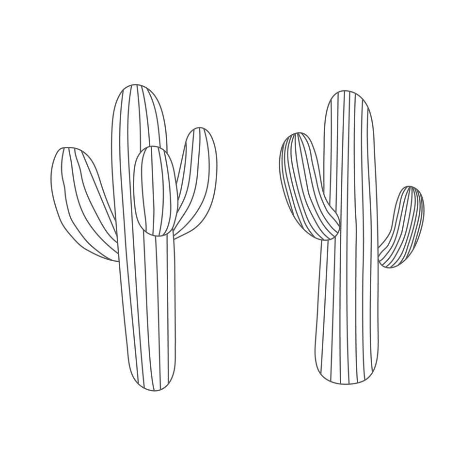 cactus linea disegno retrò stile vettore