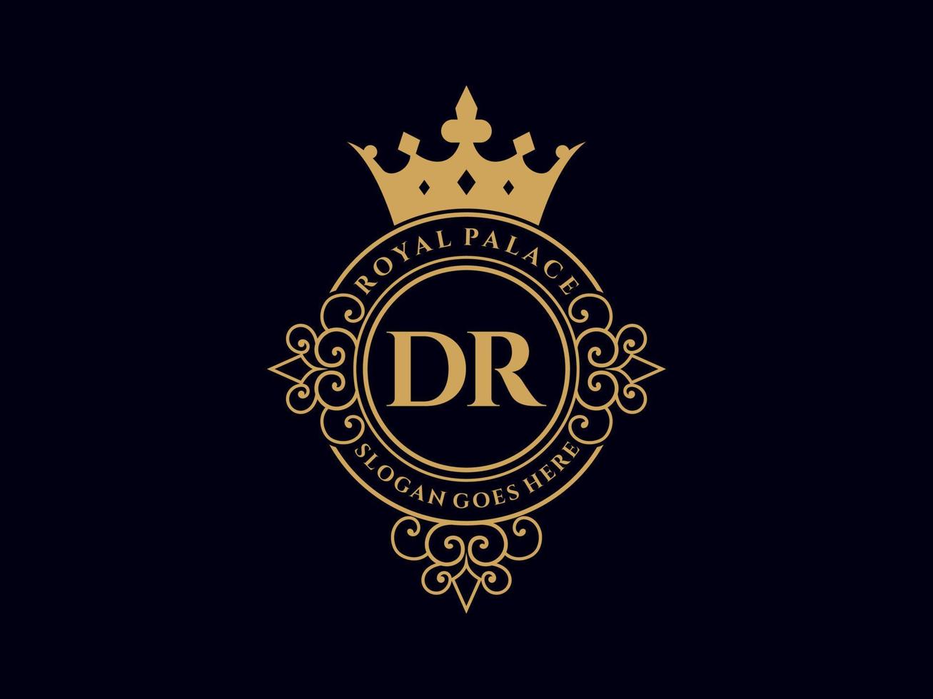 lettera dr antico reale lusso vittoriano logo con ornamentale telaio. vettore