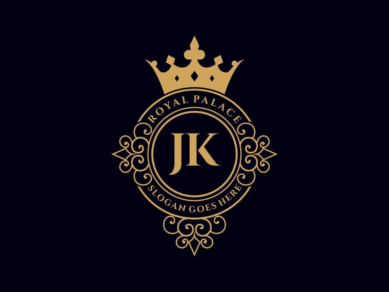 lettera jk antico reale lusso vittoriano logo con ornamentale telaio. vettore