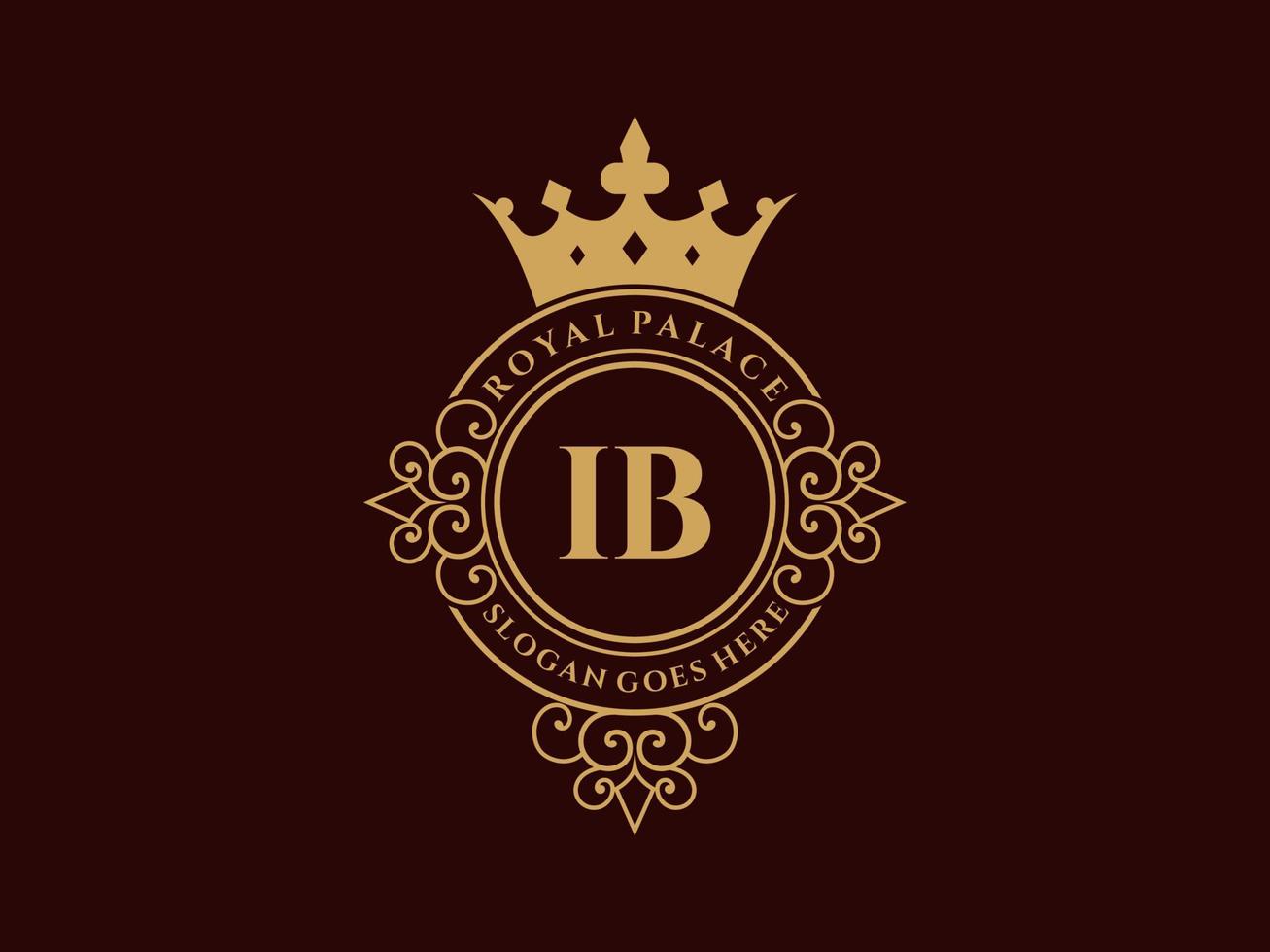 lettera ib antico reale lusso vittoriano logo con ornamentale telaio. vettore