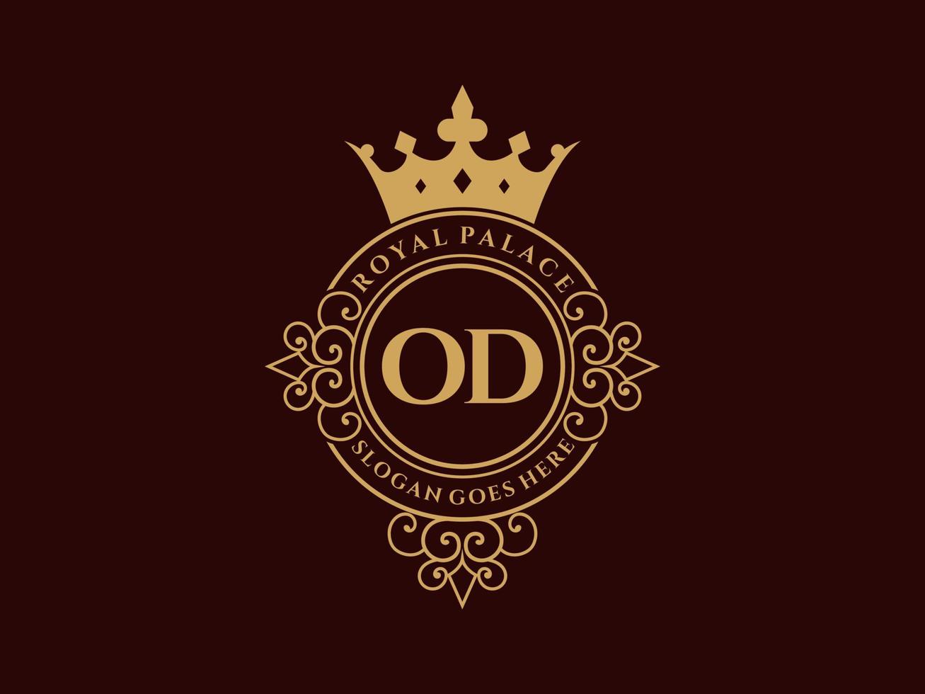 lettera od antico reale lusso vittoriano logo con ornamentale telaio. vettore