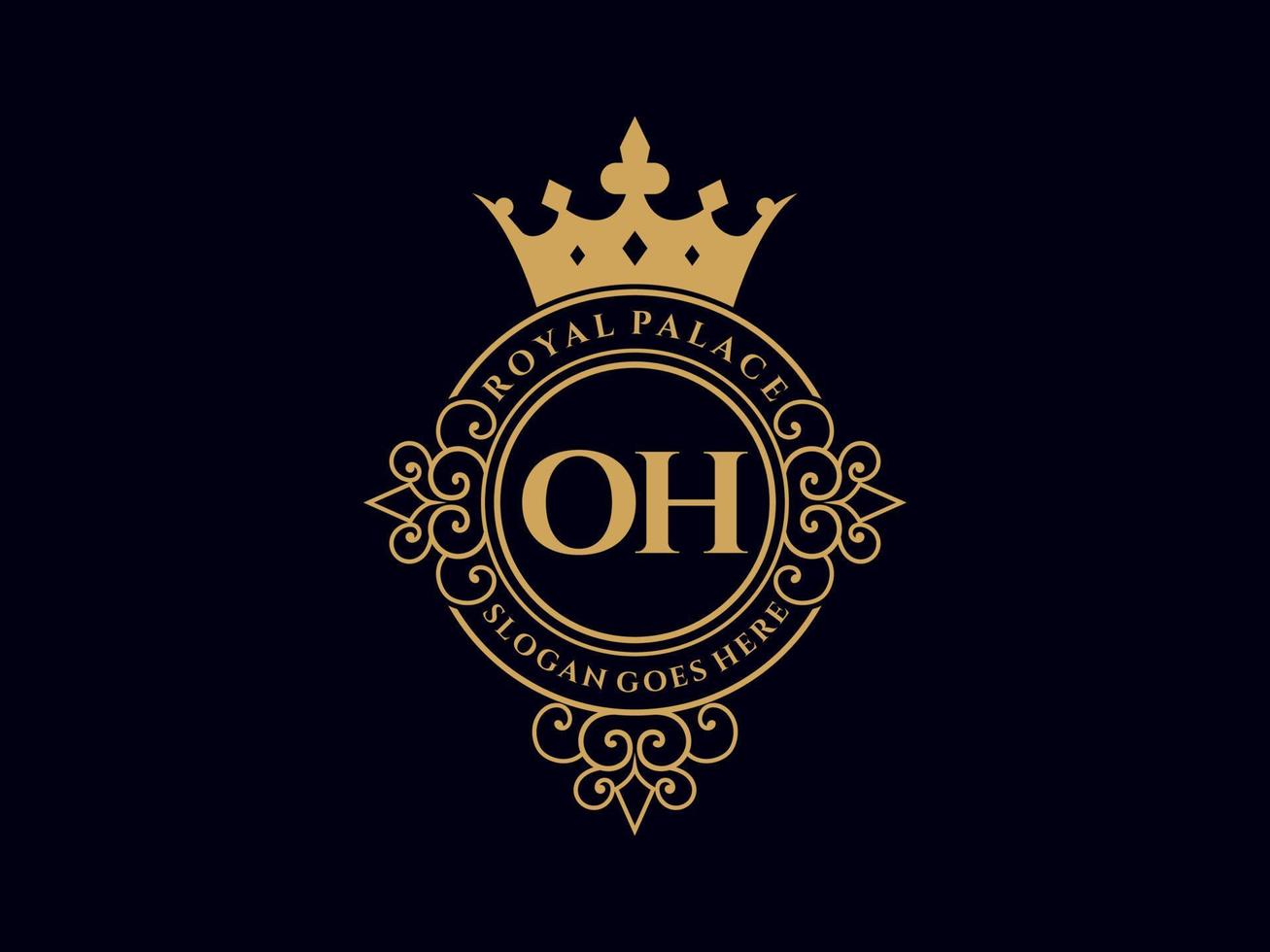 lettera Oh antico reale lusso vittoriano logo con ornamentale telaio. vettore