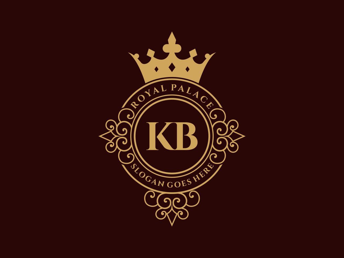 lettera kb antico reale lusso vittoriano logo con ornamentale telaio. vettore