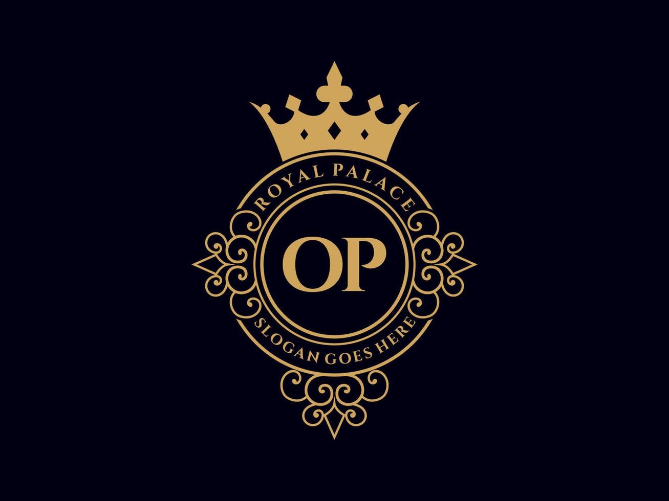 lettera operazione antico reale lusso vittoriano logo con ornamentale telaio. vettore