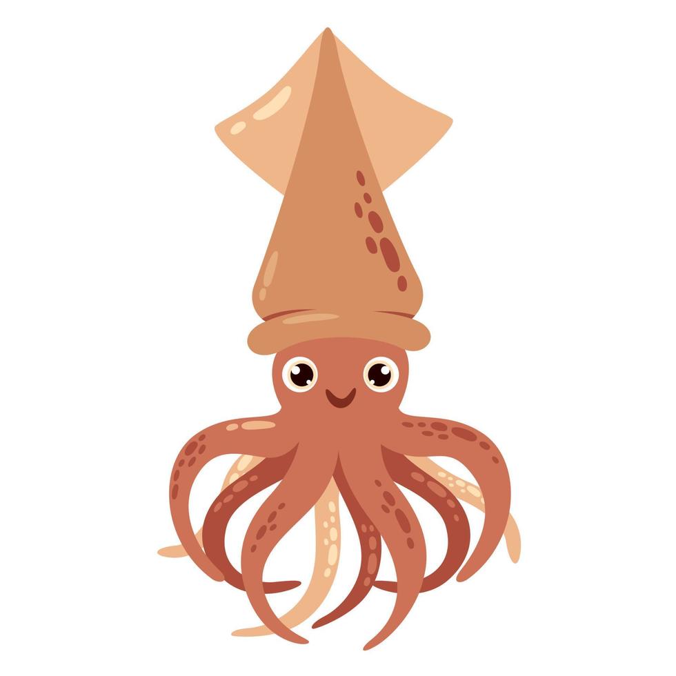 cartone animato disegno di un' calamaro vettore