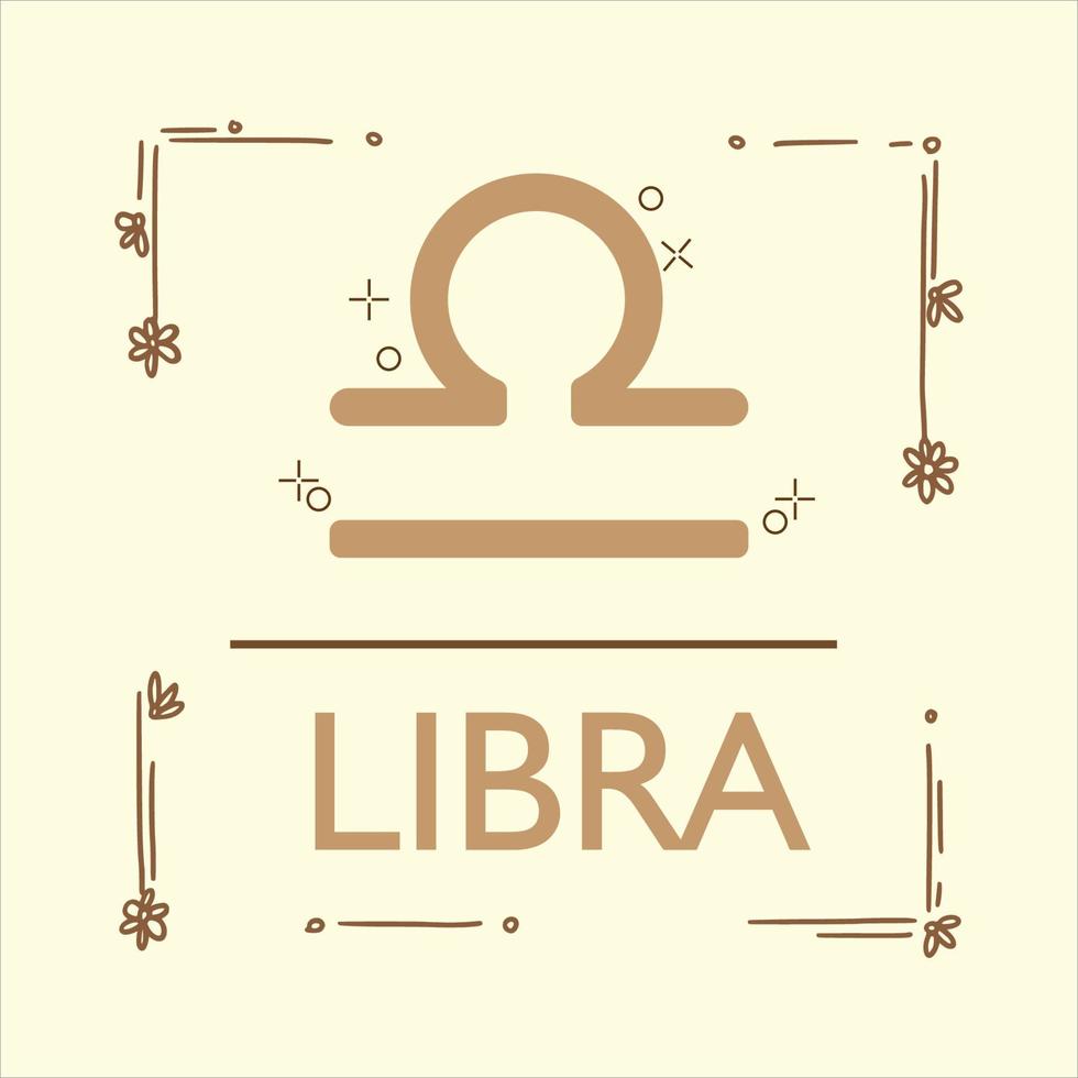 simbolo Libra zodiaco su scarabocchio telaio rettangolo vettore