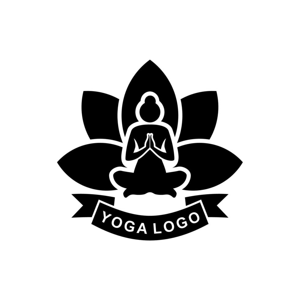 yoga posa logo vettore. loto posizione silhouette. vettore