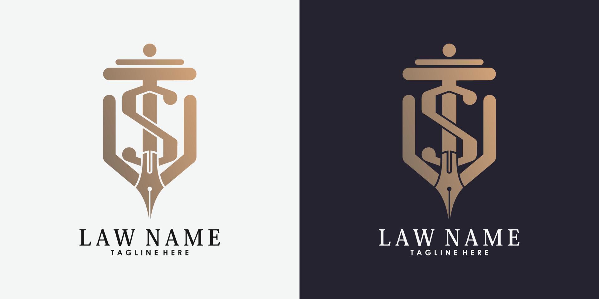 avvocato logo design con lettera S creativo concetto premio vettore