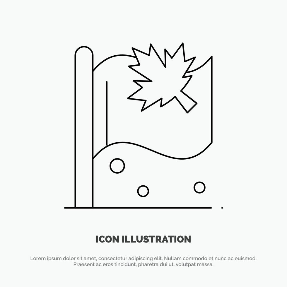 bandiera Canada foglia cartello linea icona vettore