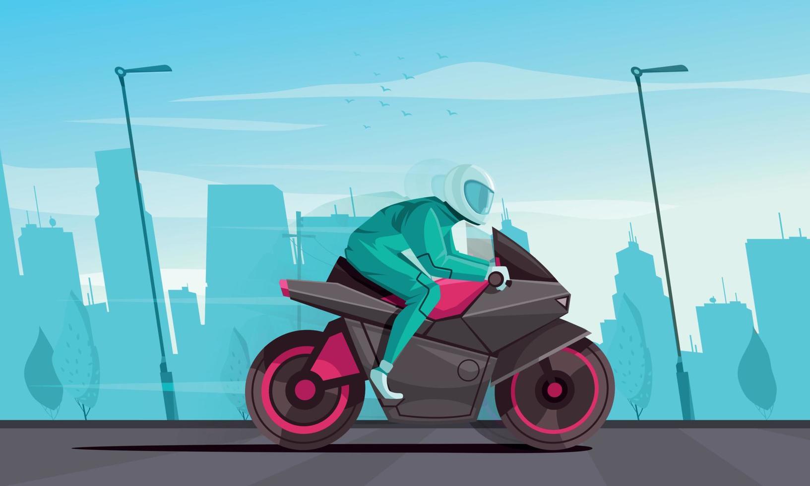 motociclo cartone animato manifesto vettore