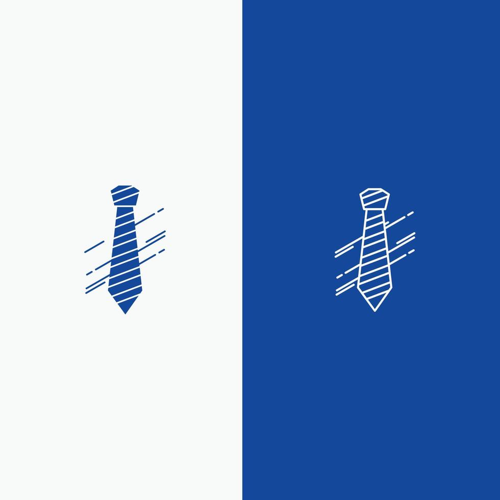 cravatta attività commerciale vestito moda colloquio linea e glifo solido icona blu bandiera linea e glifo solido icona vettore