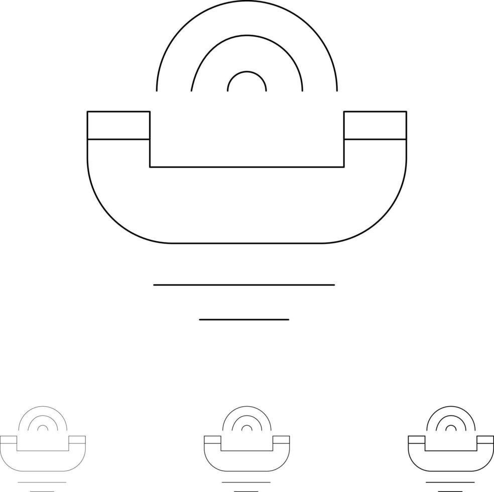 dispositivo Aiuto produttività supporto telefono grassetto e magro nero linea icona impostato vettore