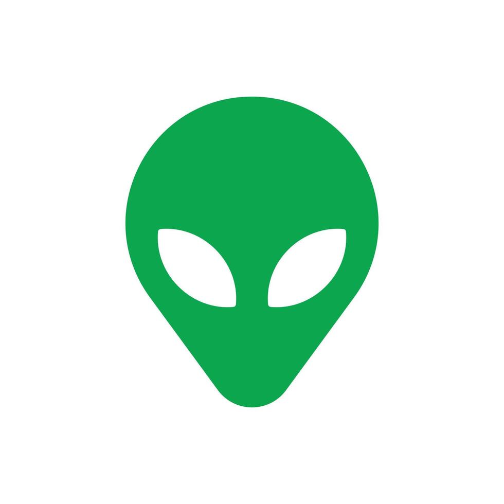 eps10 verde vettore extraterrestre alieno viso o testa solido arte icona isolato su bianca sfondo. alieno simbolo nel un' semplice piatto di moda moderno stile per il tuo sito web disegno, logo, e mobile applica