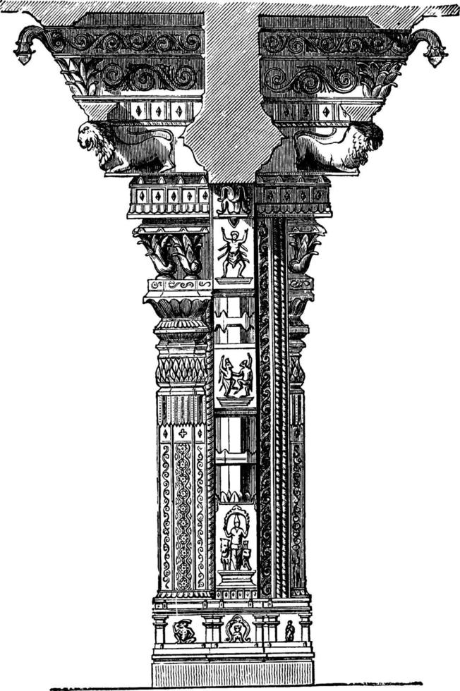 pilastro nel trimestrale naik tschultri, Vintage ▾ illustrazione. vettore