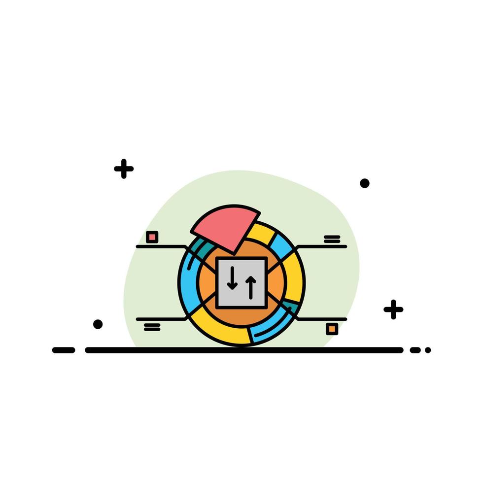 torta grafico rapporto percentuale attività commerciale piatto linea pieno icona vettore bandiera modello