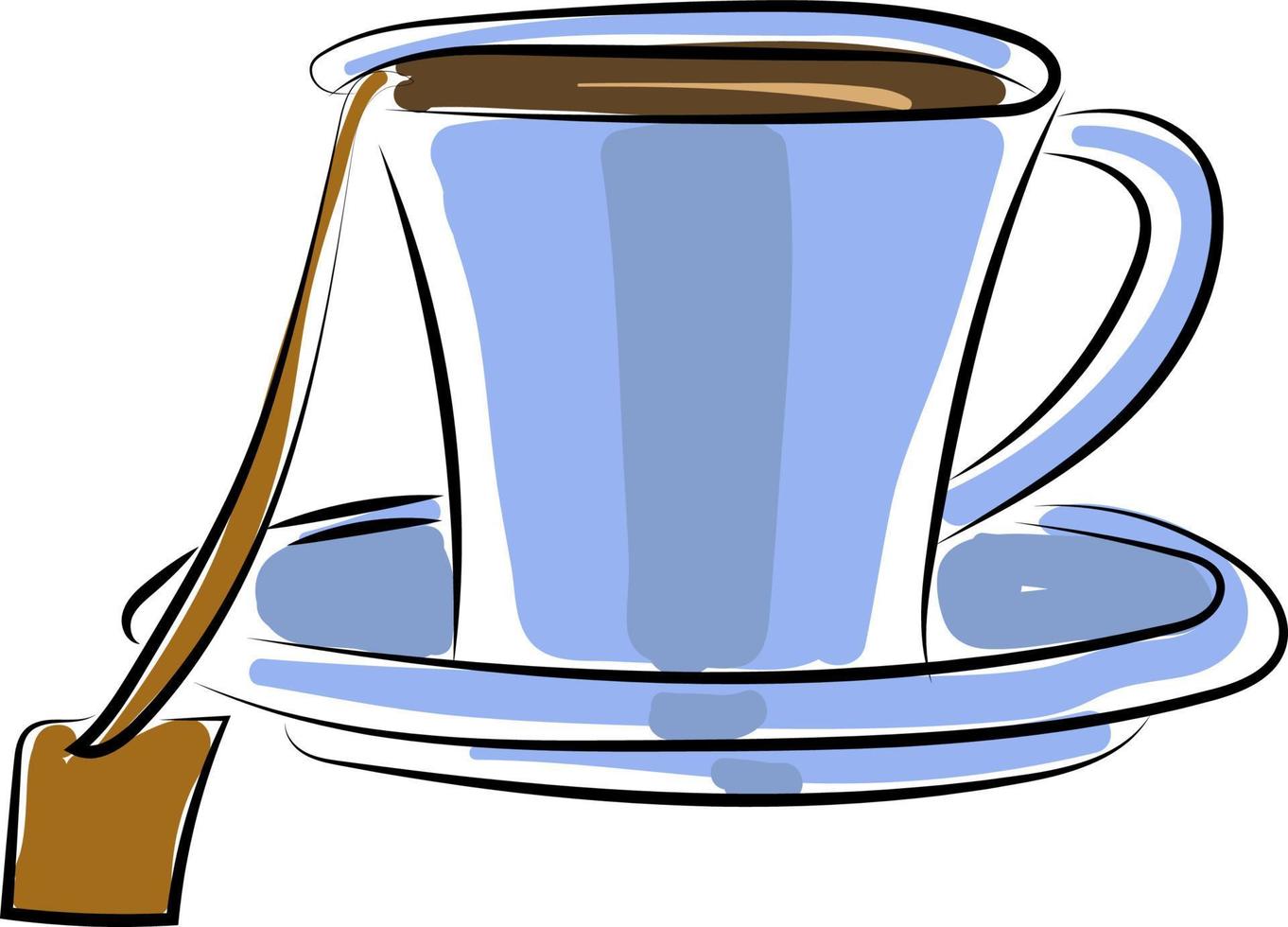 un' tazza di Tè, illustrazione, vettore su bianca sfondo.