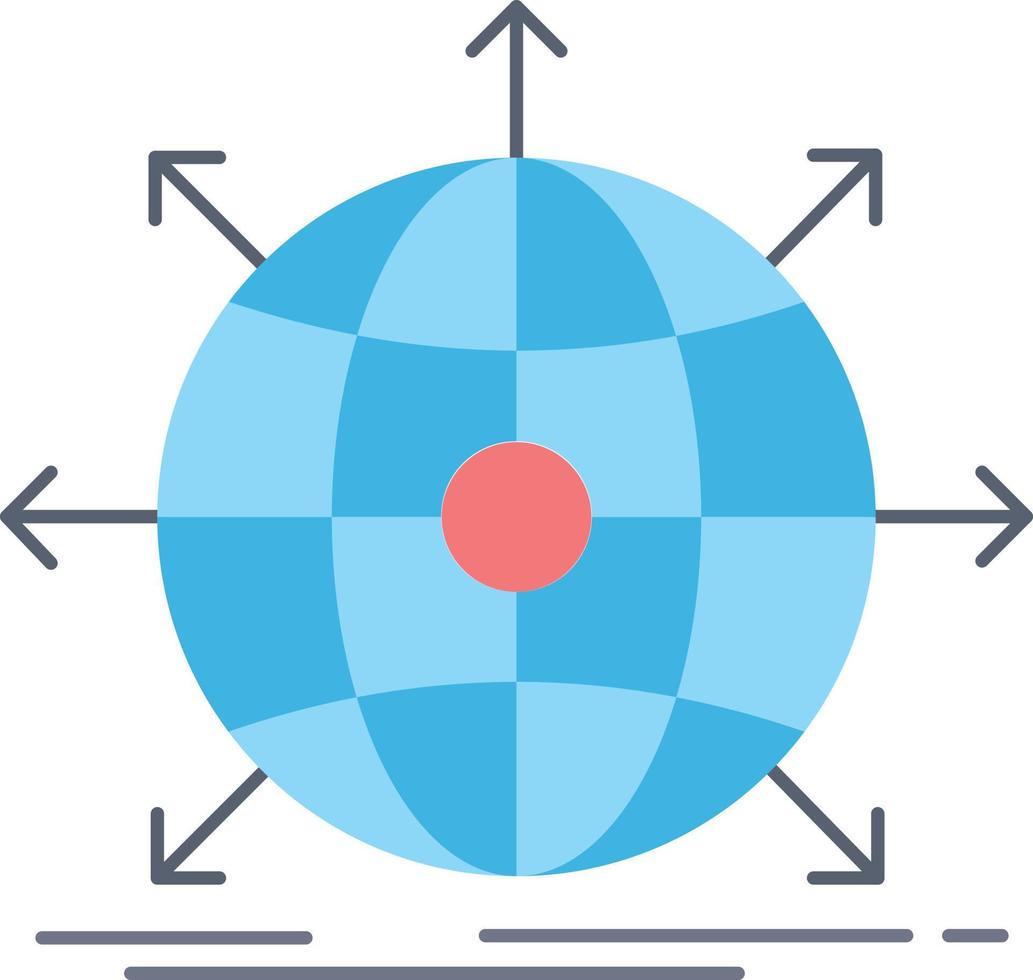 attività commerciale globale internazionale Rete ragnatela piatto colore icona vettore