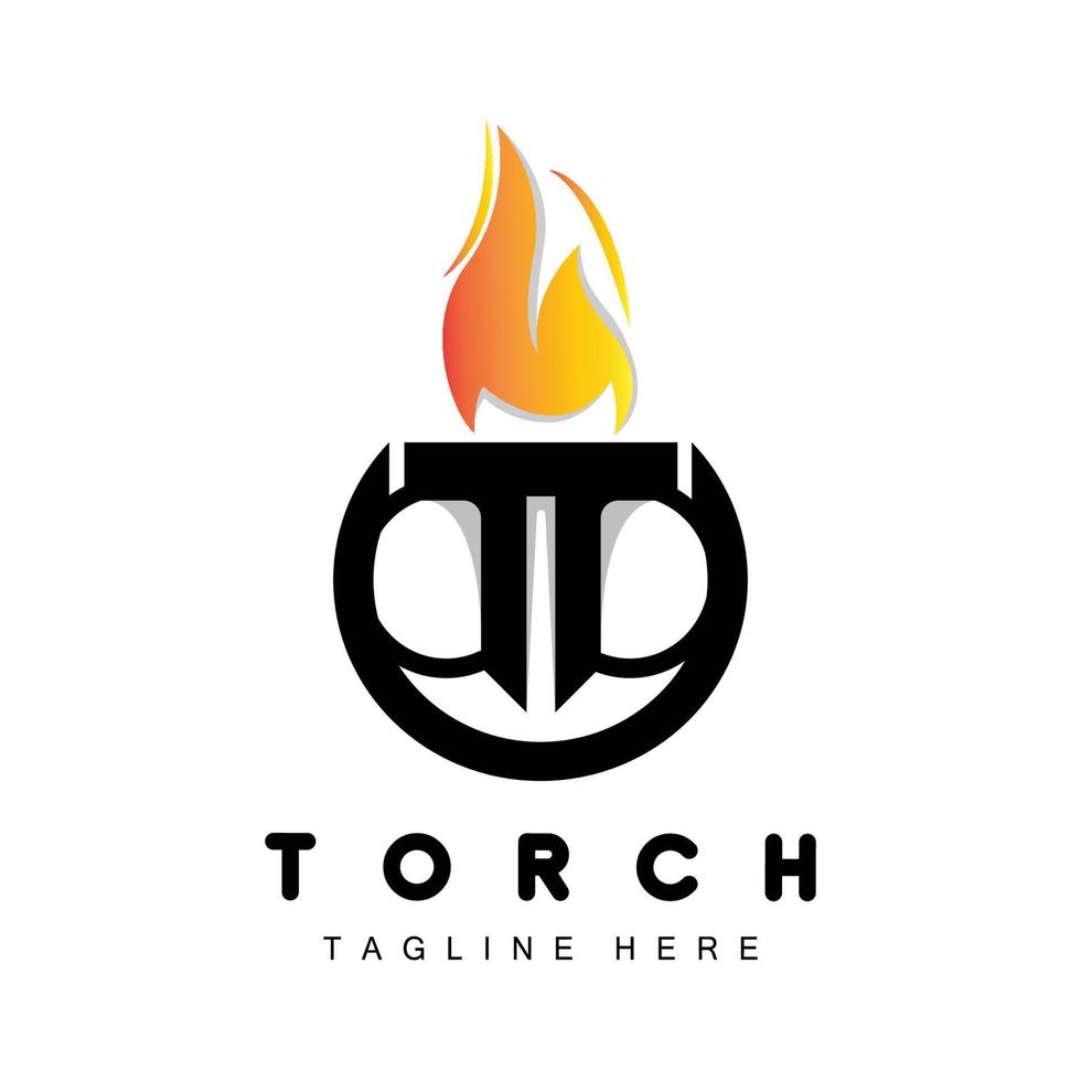 torcia logo, fuoco disegno, lettera logo, Prodotto marca icona vettore