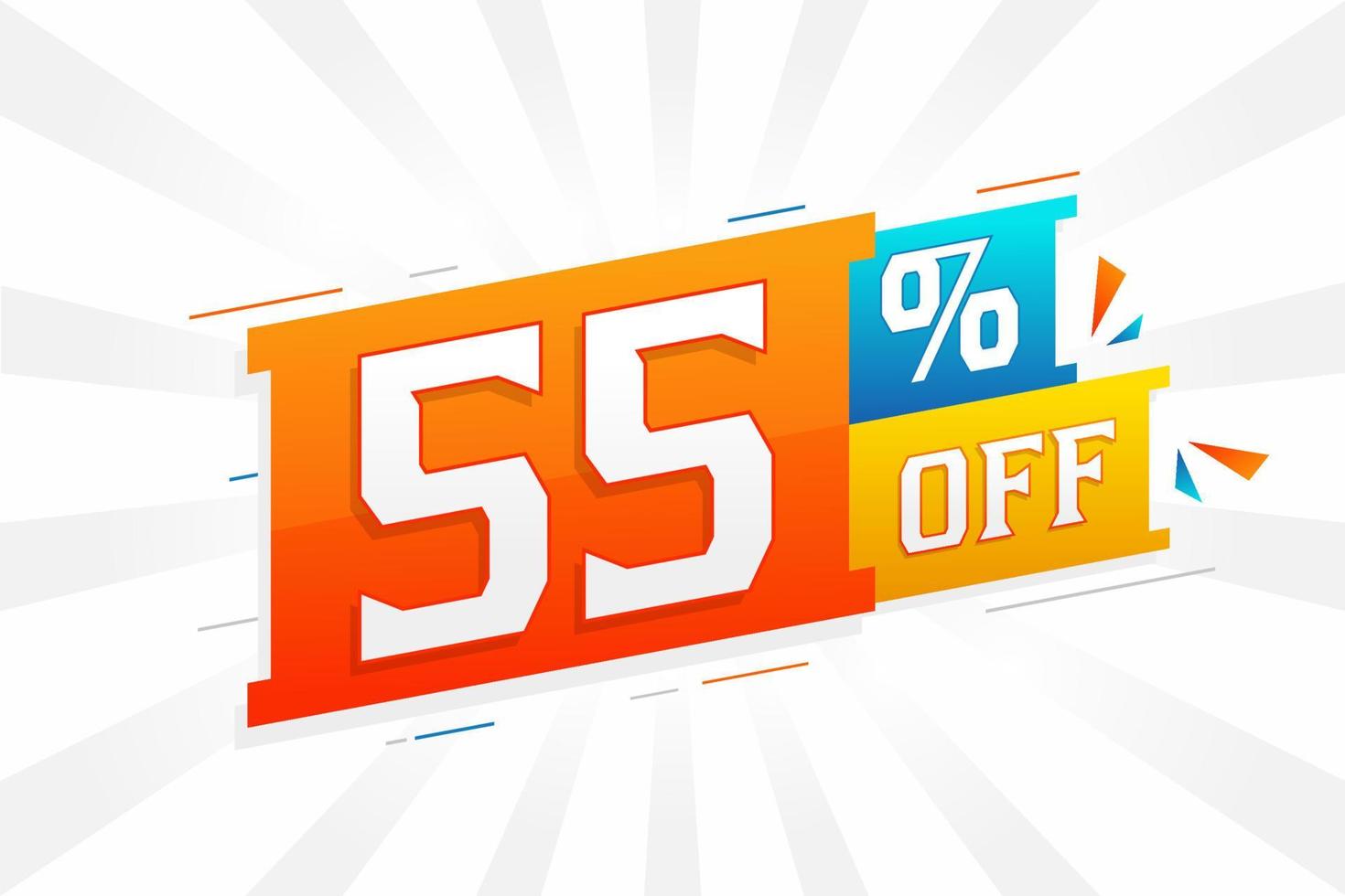 55 per cento via 3d speciale promozionale campagna design. 55 di 3d sconto offrire per vendita e marketing. vettore