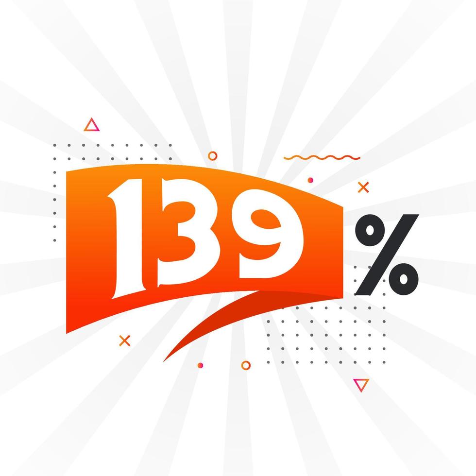 139 sconto marketing bandiera promozione. 139 per cento i saldi promozionale design. vettore