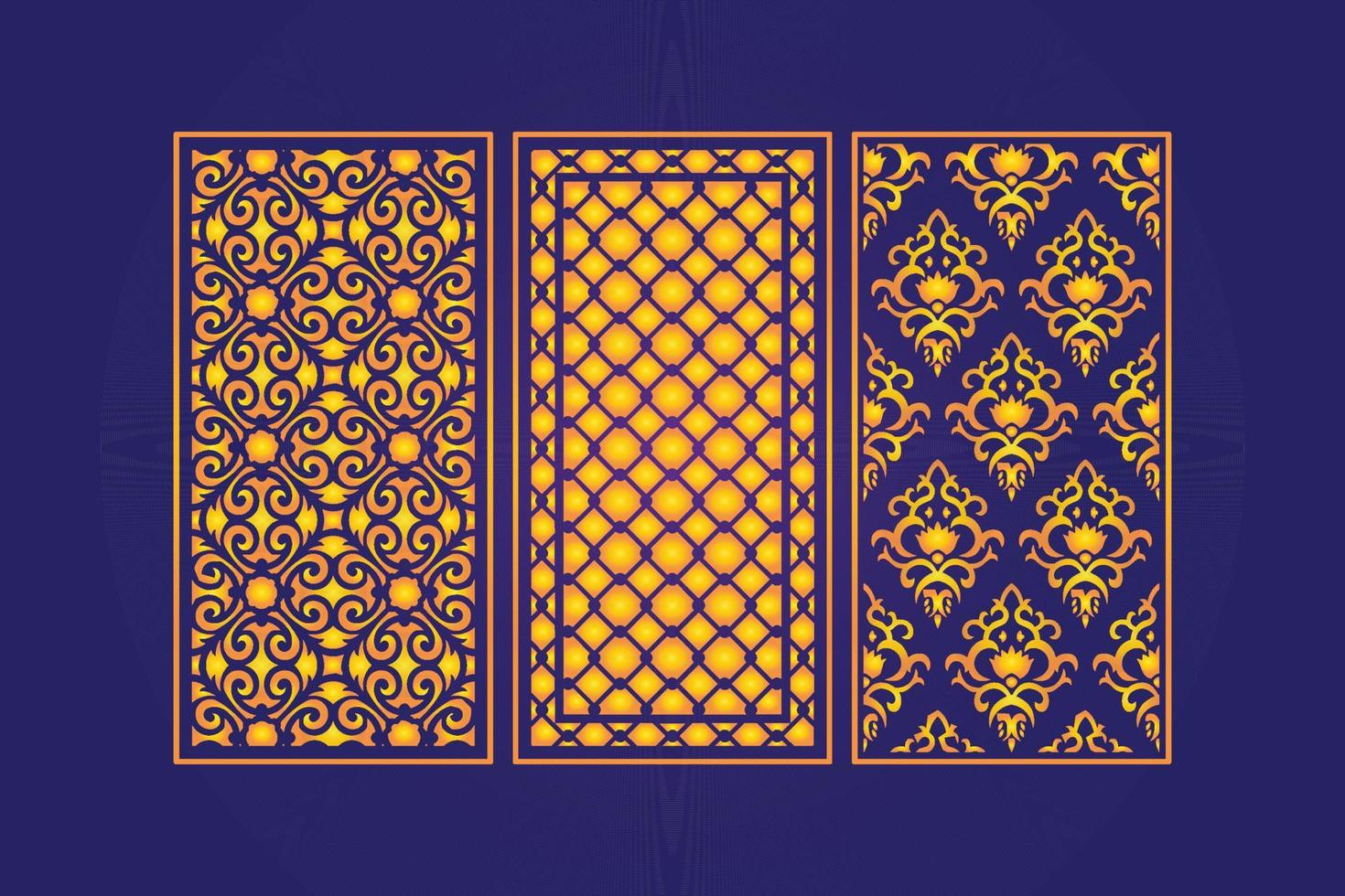 islamico decorativo laser tagliare pannelli modello con astratto geometrico struttura e floreale laser vettore
