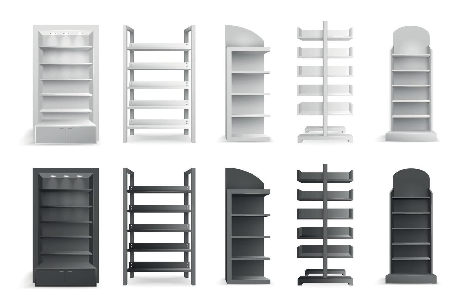 realistico scaffalature impostato vettore