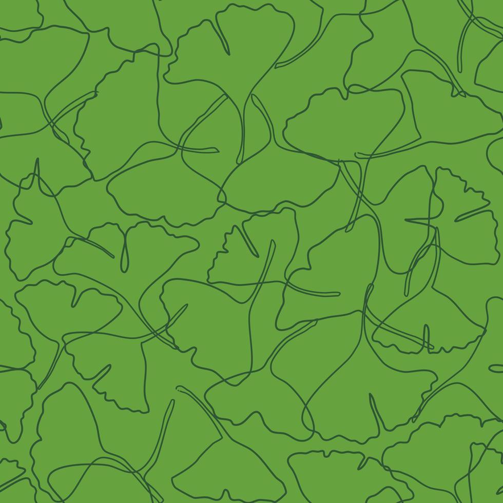 vettore senza soluzione di continuità modello con verde ginkgo le foglie caduto, astratto autunno foglia disegno su buio verde sfondo per moda capi di abbigliamento tessuto tessile stampa, sfondo e carta involucro