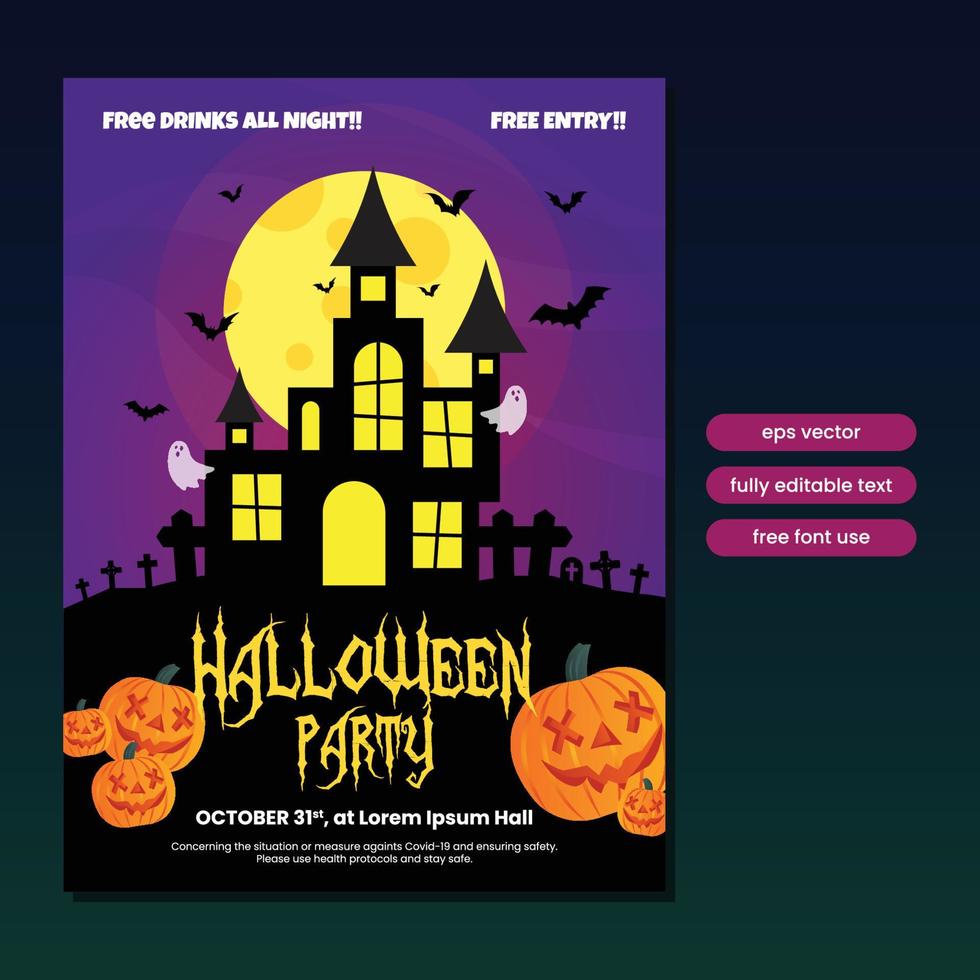 Halloween festa manifesto modello con castello illustrazione vettore