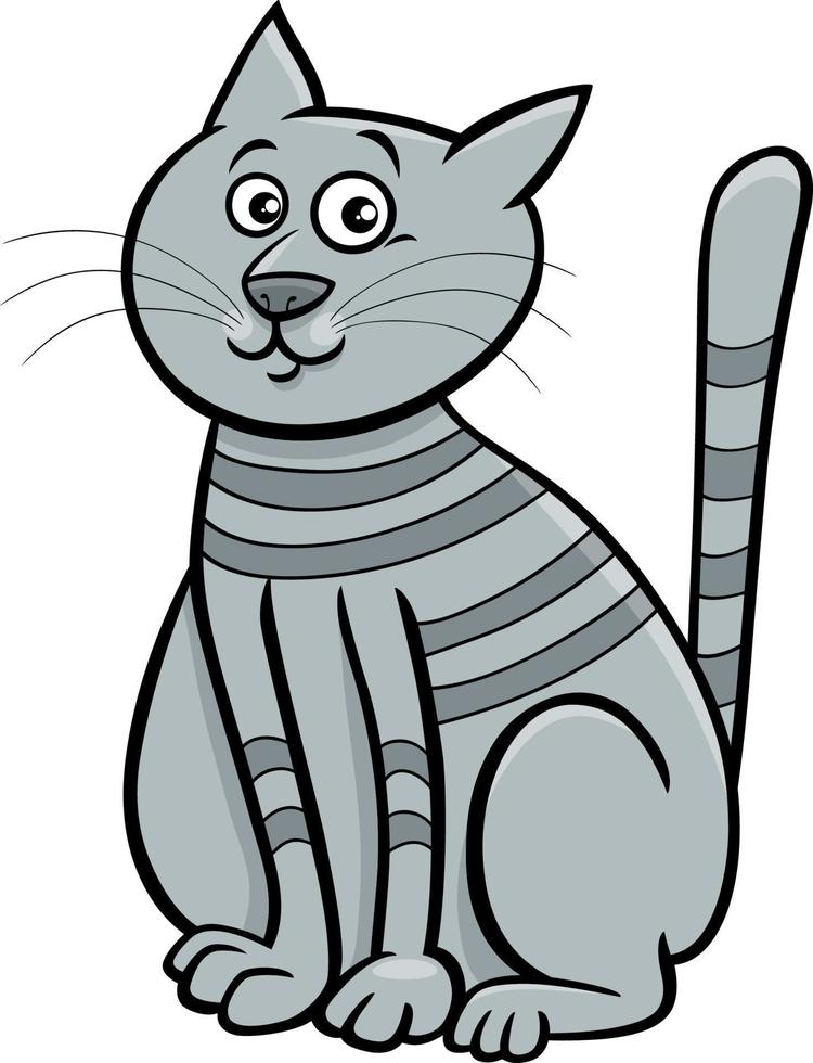 cartone animato grigio soriano gatto comico animale personaggio vettore