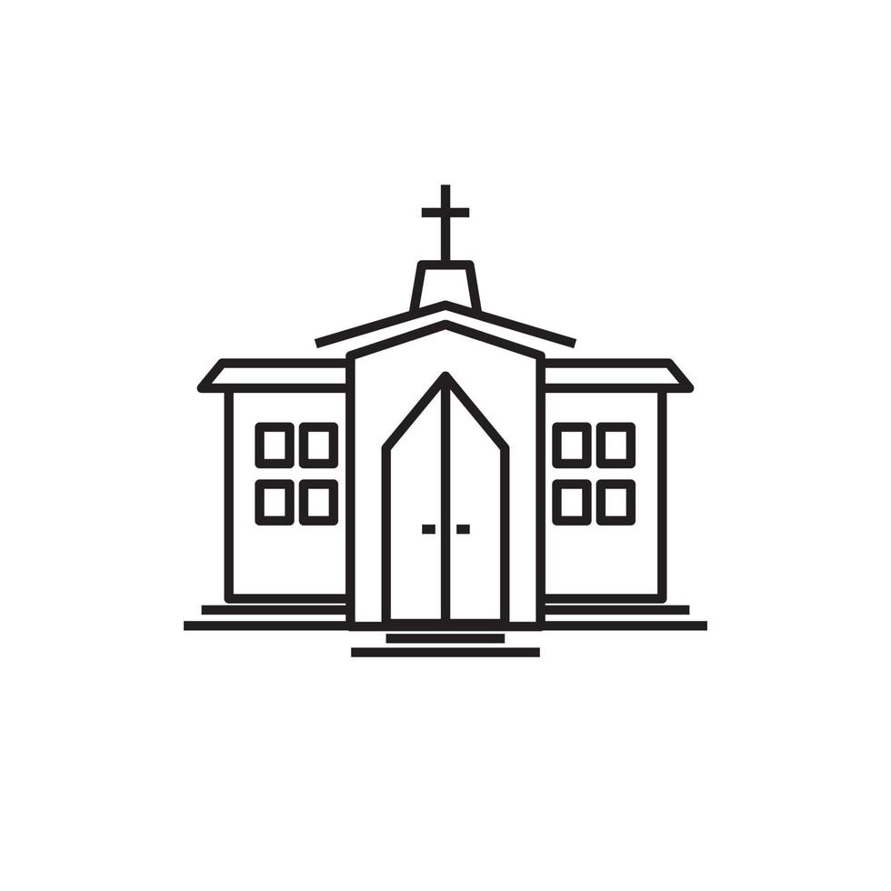 Chiesa design nero linea ictus modificabile vettore illustrazione