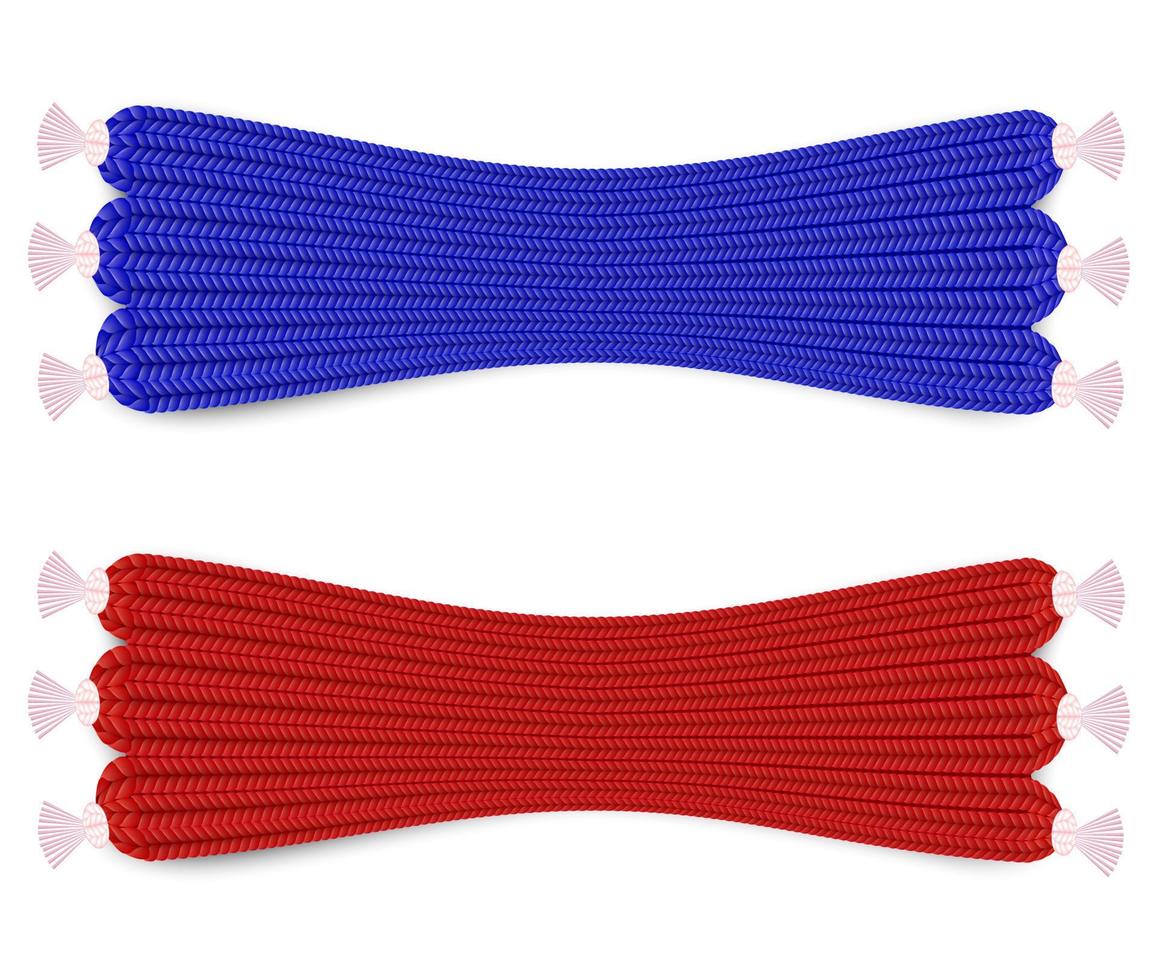 a maglia sciarpe impostato rosso e blu vettore realistico