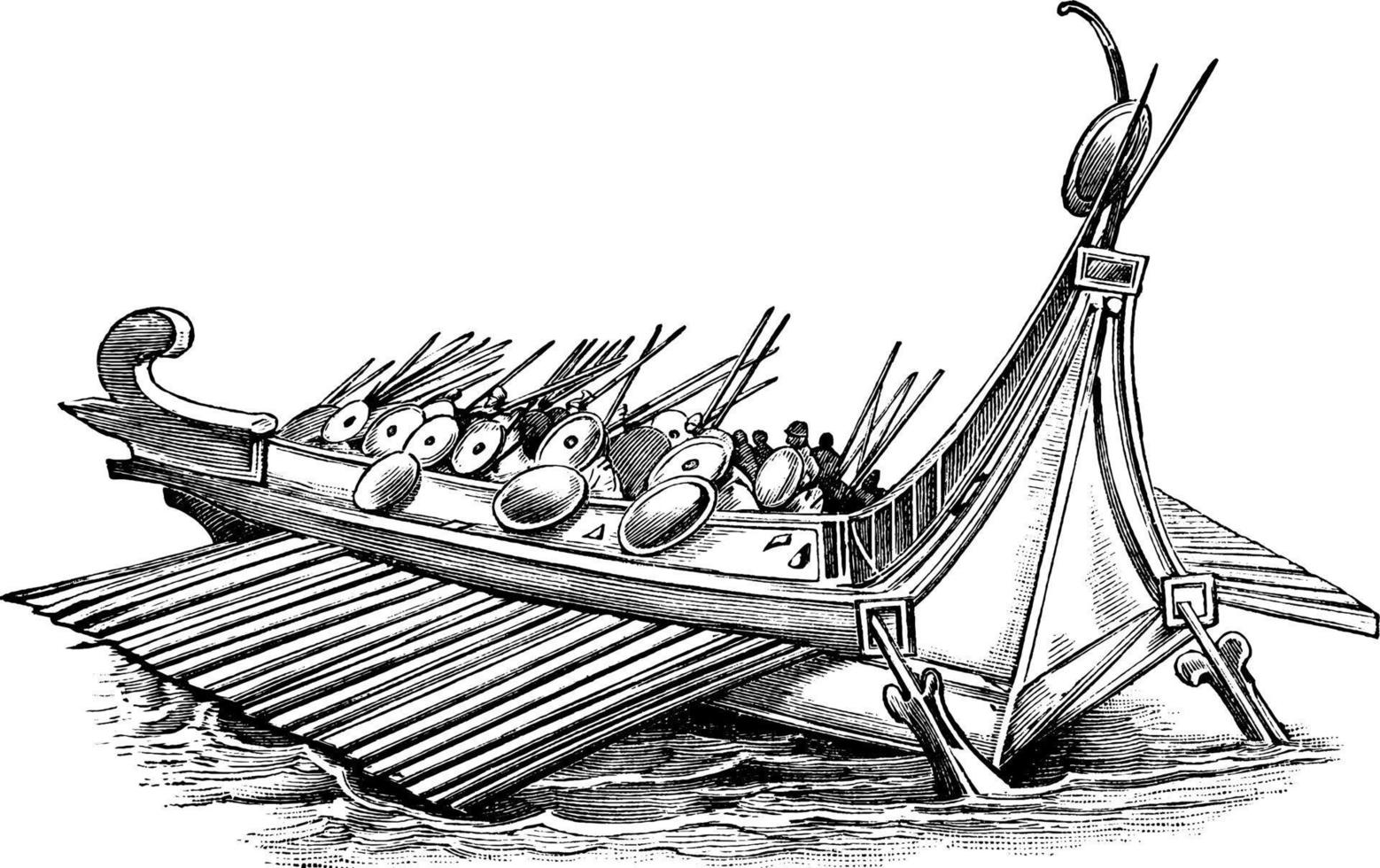 romano nave, Vintage ▾ illustrazione. vettore