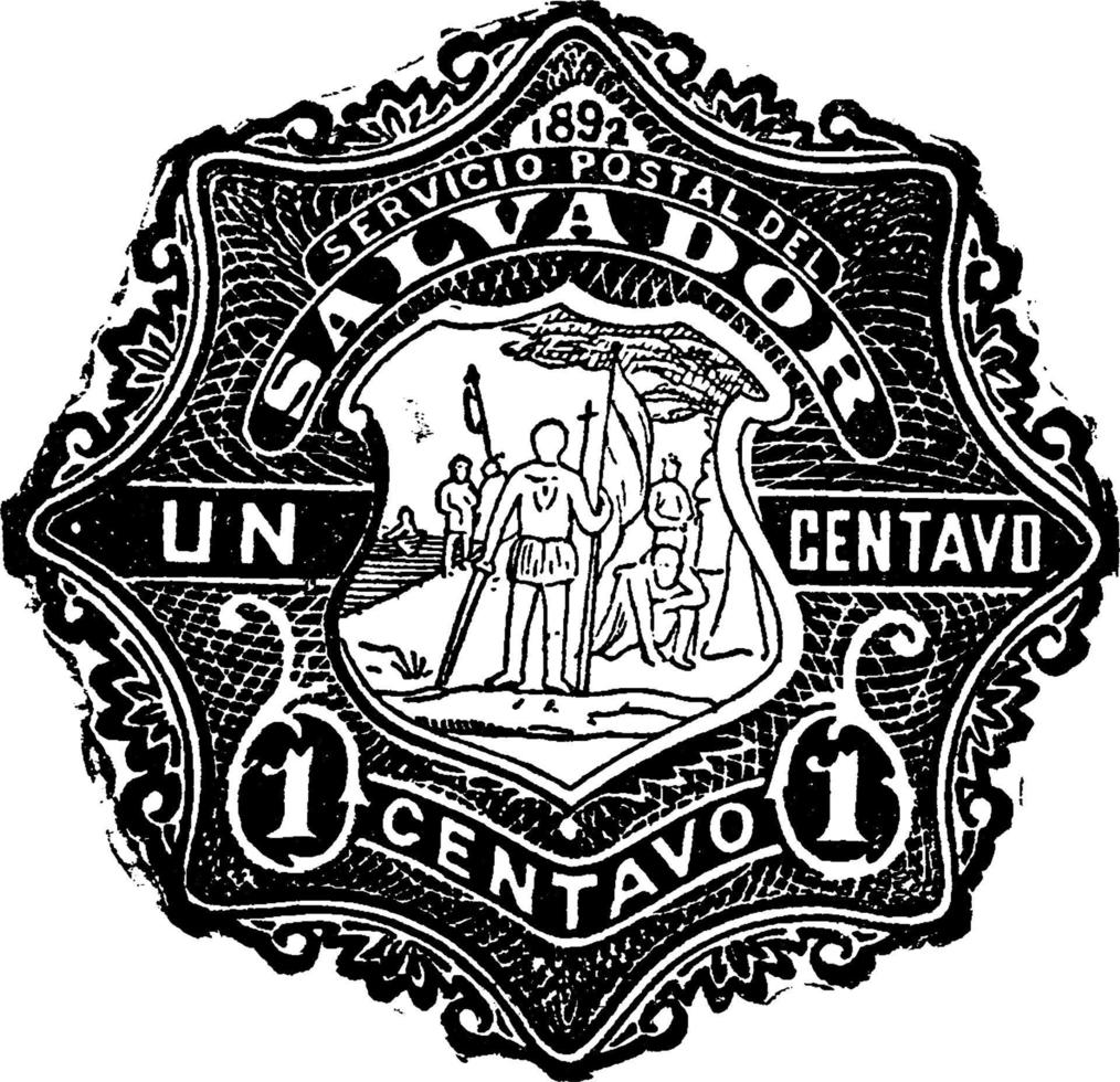 salvador 1 centavo Busta nel 1892, Vintage ▾ illustrazione. vettore
