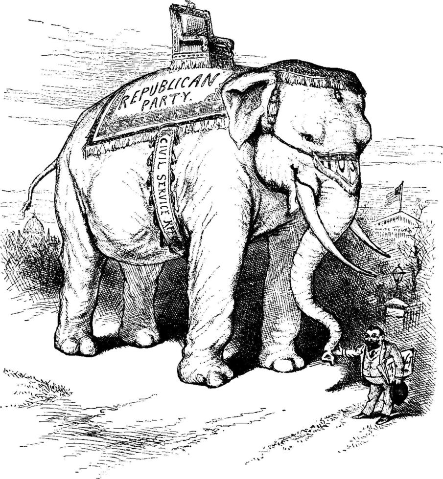 grande elefante, Vintage ▾ illustrazione. vettore