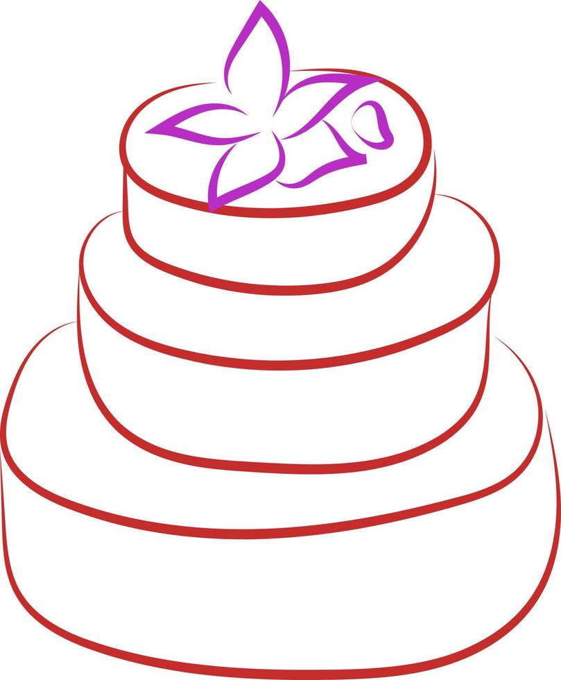 compleanno torta con fiore disegno, illustrazione, vettore su bianca sfondo.