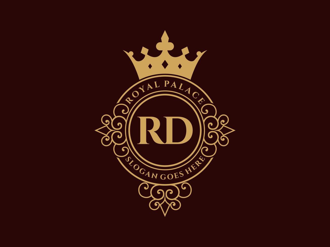 lettera rd antico reale lusso vittoriano logo con ornamentale telaio. vettore