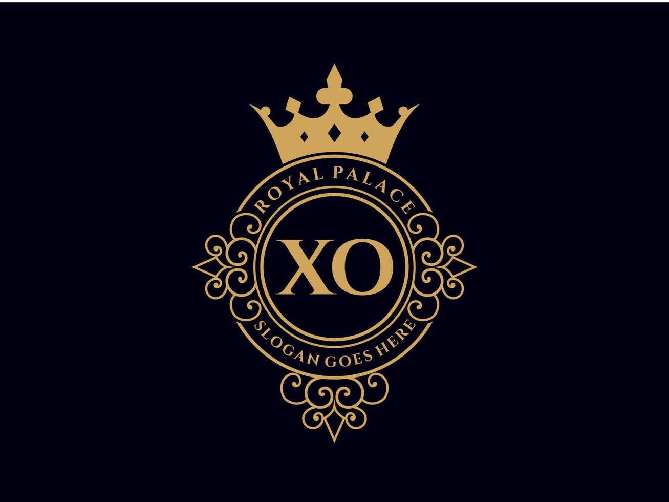 lettera xo antico reale lusso vittoriano logo con ornamentale telaio. vettore