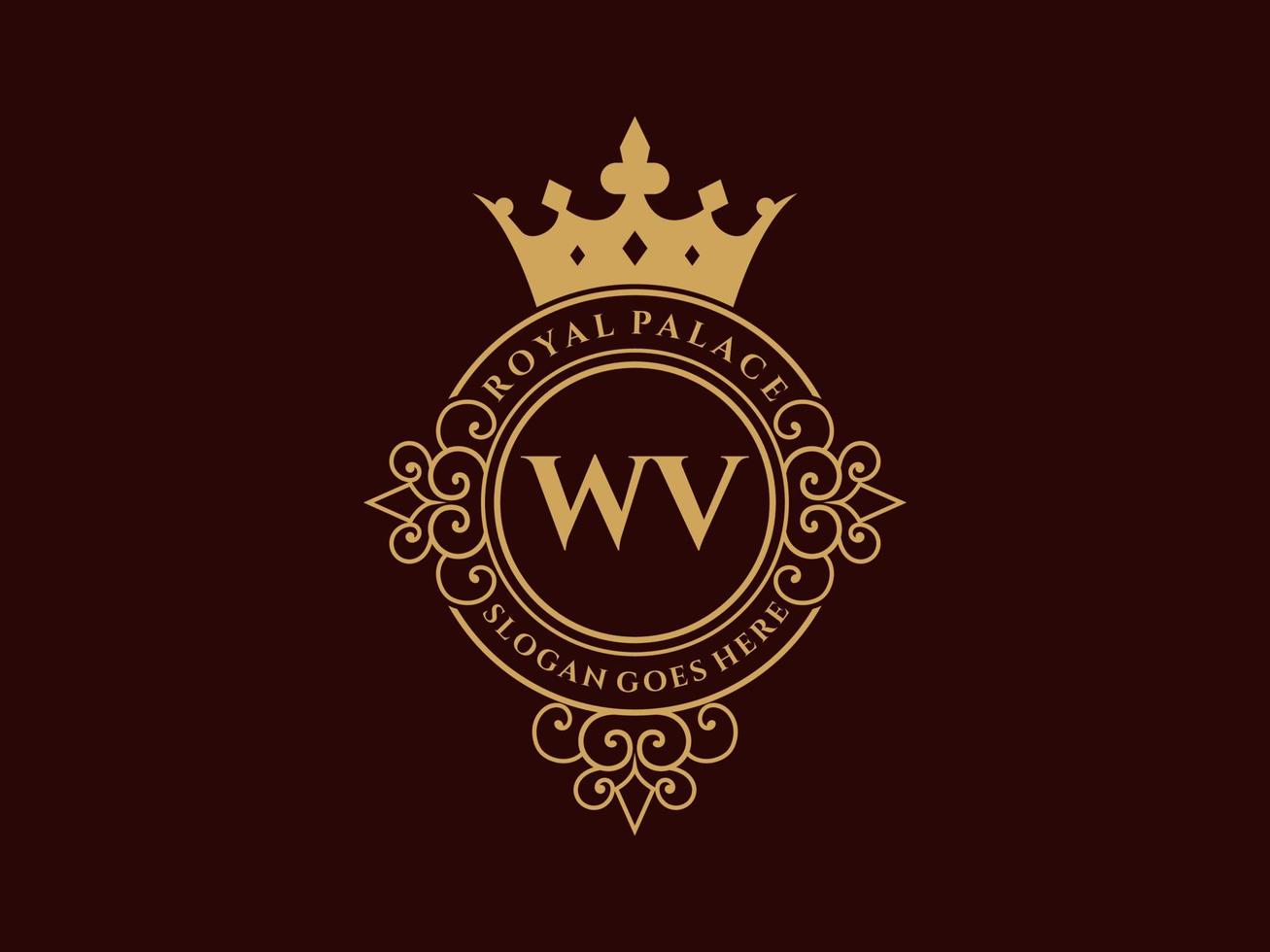 lettera wv antico reale lusso vittoriano logo con ornamentale telaio. vettore