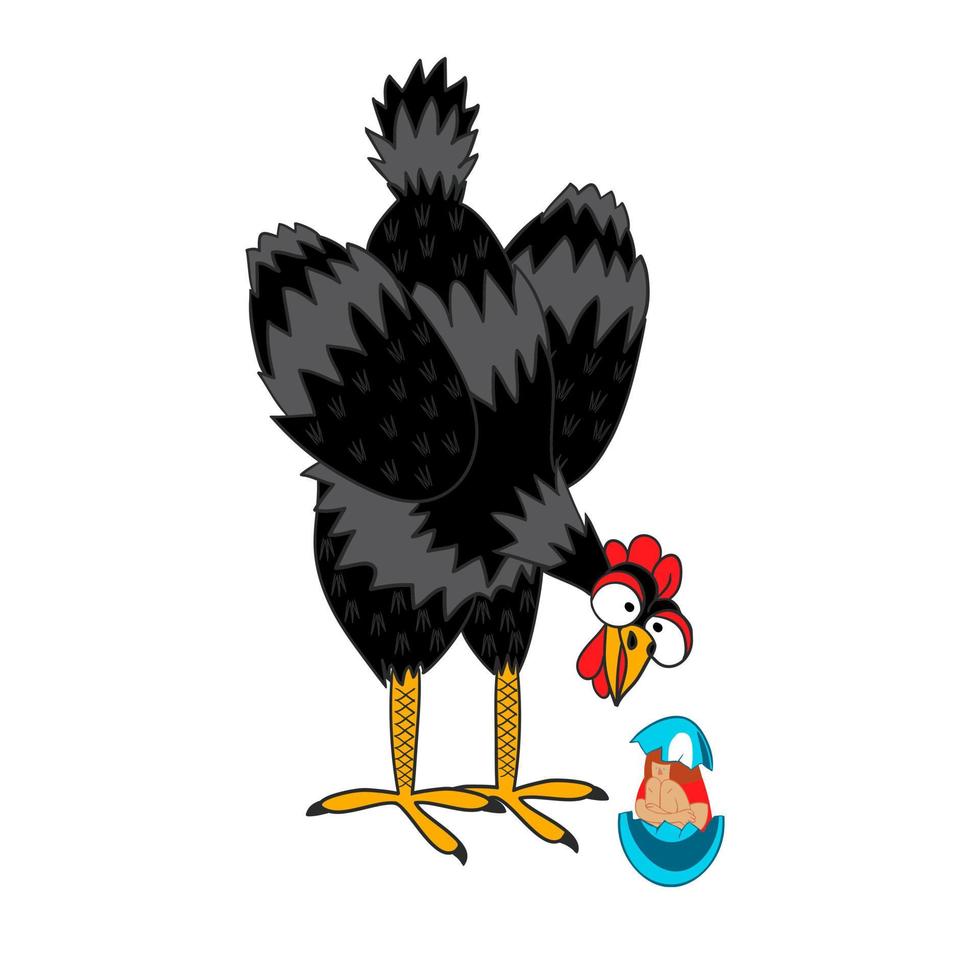 posa gallina di cui un uovo con un' umano bambino. vettore