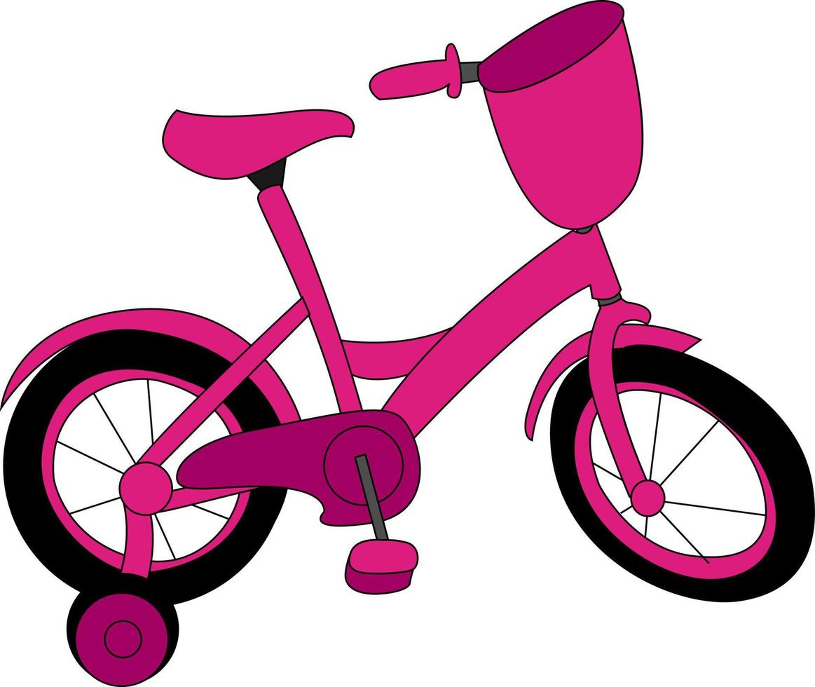 rosa poco bicicletta, illustrazione, vettore su bianca sfondo.