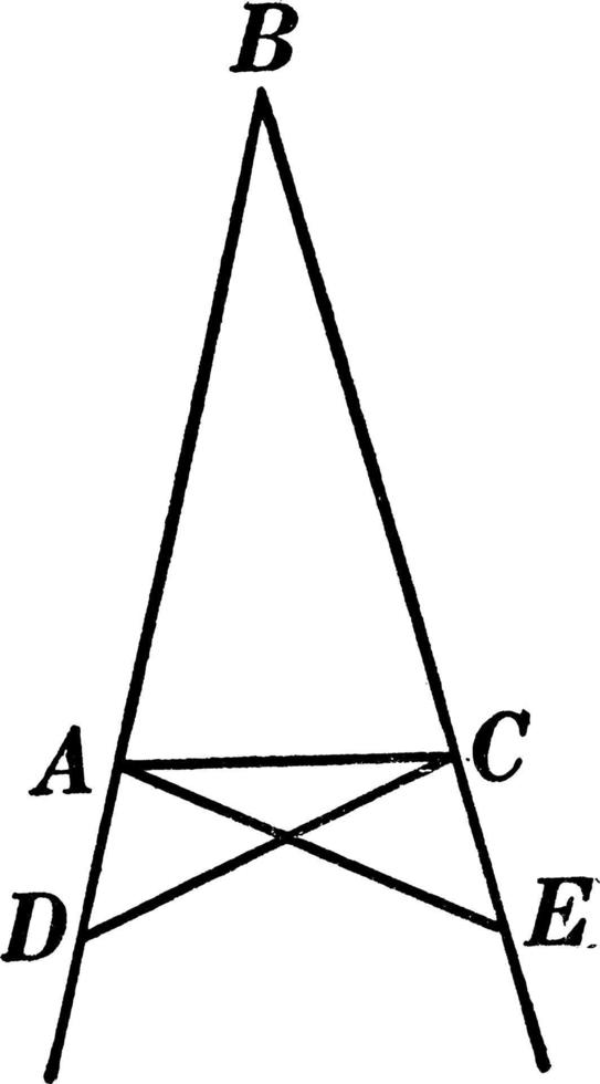 base angoli nel un isoscele triangolo, Vintage ▾ illustrazione vettore