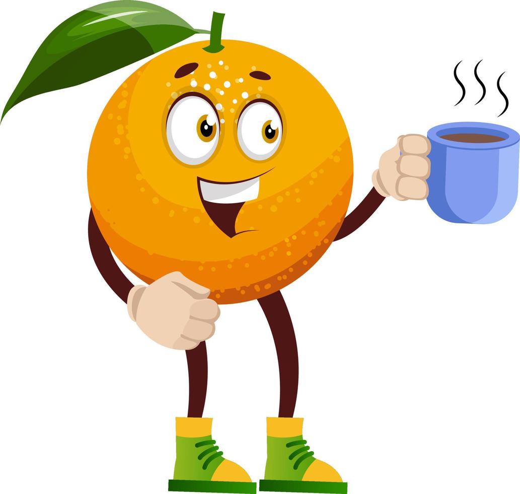 arancia con caffè, illustrazione, vettore su bianca sfondo.