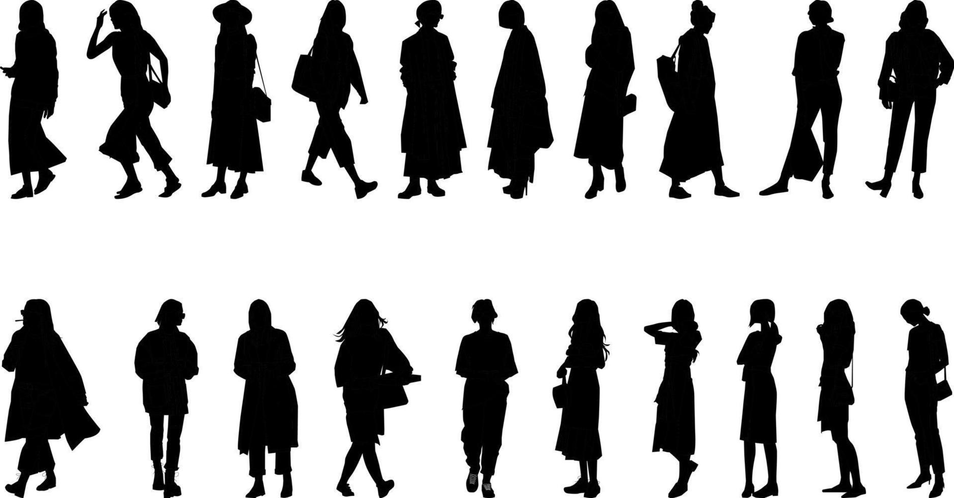 alla moda Da donna attività silhouette, alto risoluzione, e realistico. vettore