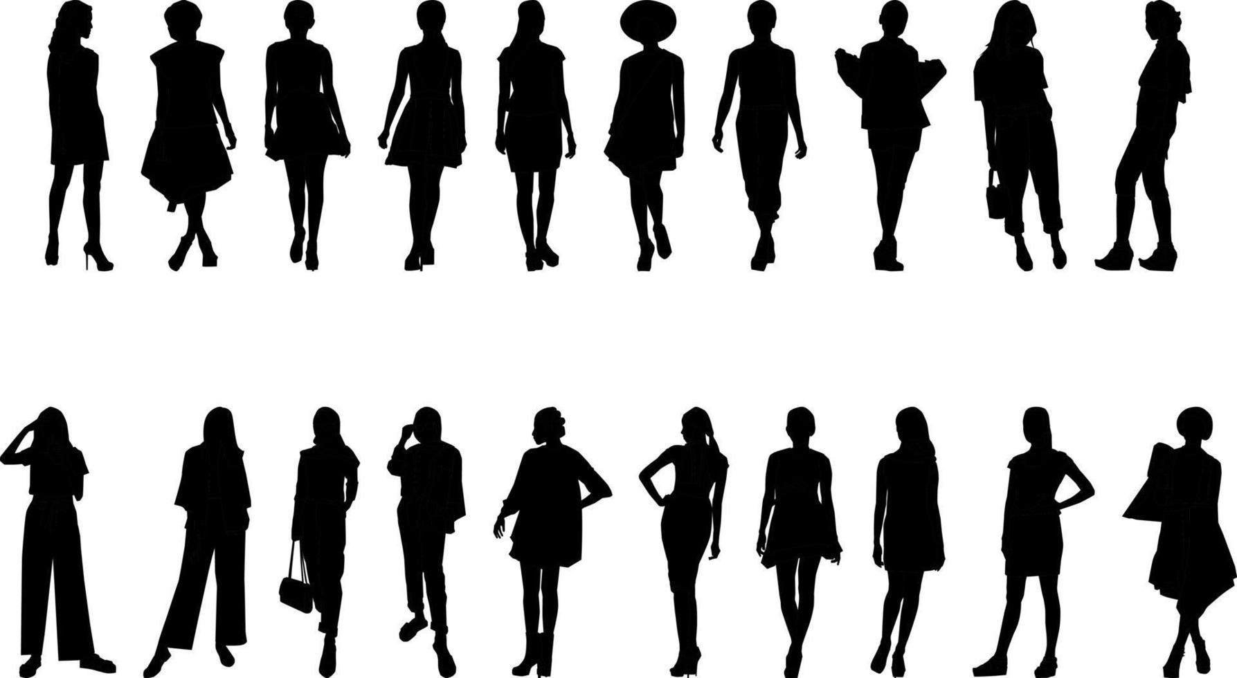 alla moda Da donna attività silhouette, alto risoluzione, e realistico. vettore