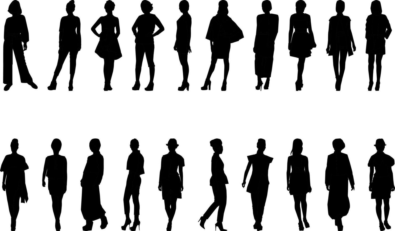 alla moda Da donna attività silhouette, alto risoluzione, e realistico. vettore