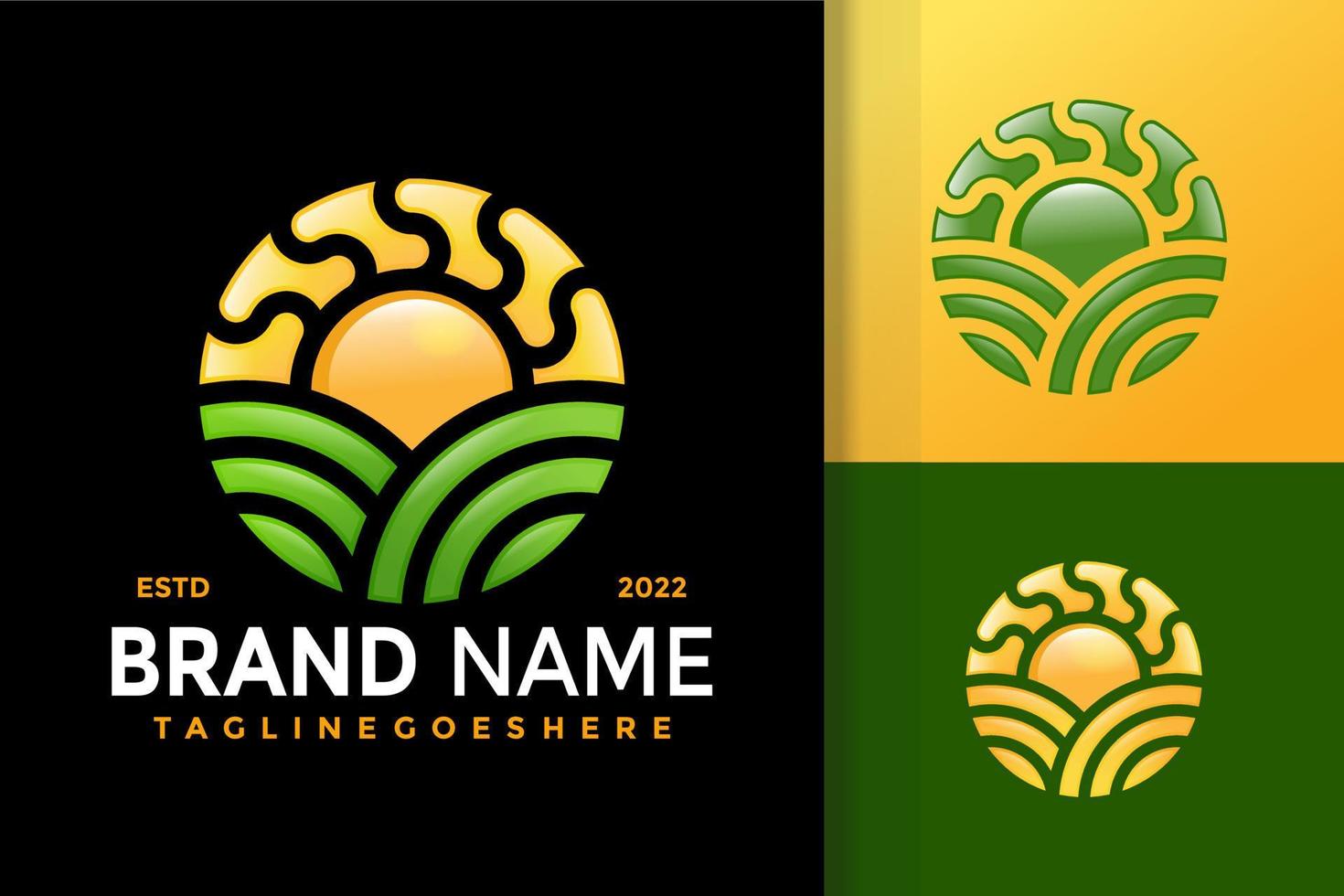 verde sole logo disegno, marca identità loghi vettore, moderno logo, logo disegni vettore illustrazione modello