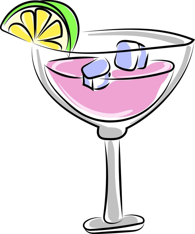 cocktail con Ghiaccio, illustrazione, vettore su bianca sfondo.